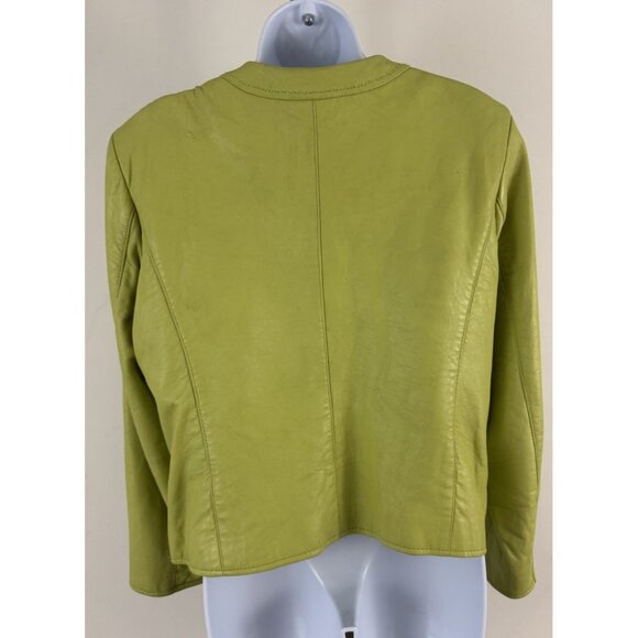 PROVENCE D'AMOUR Celedon Green Lambskin Zip Close Jacket Sz L - Picture 3 of 6